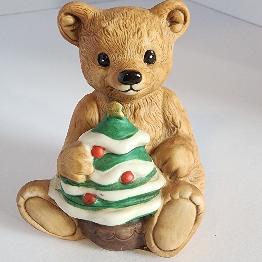 VINTAGE Homco Ceramic Christmas Teddy Bear
